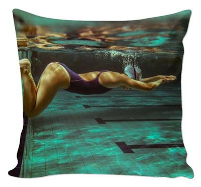 Tissu au mètre motif imprimé sport rideau couette natation nageur nageuse piscine