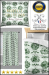 Toile de Jouy vert tissu au mètre rideau coussin couette