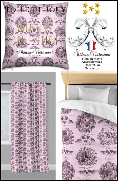 Toile de Jouy rose tissu au mètre rideau coussin couette Tissu Baroque motif Toile de jouy décoration tapisserie mètre rideau voilage. French fabrics decorating home yard meter curtain upholstery tapestry. Stoff Mete Vorhangstoff rido Empire. Gardib stof ved måleren. Tela de cortina metro. Verhokangas kangas mittarilla.