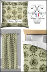 Toile de Jouy vert olive tissu au mètre rideau coussin couette