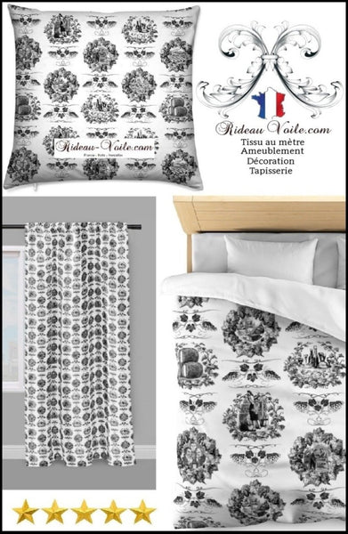 Toile de Jouy noir tissu au mètre rideau coussin couette Tissu Baroque motif Toile de jouy décoration tapisserie mètre rideau voilage. French fabrics decorating home yard meter curtain upholstery tapestry. Stoff Mete Vorhangstoff rido Empire. Gardib stof ved måleren. Tela de cortina metro. Verhokangas kangas mittarilla.