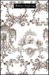 Tissu voilage Toile de Jouy marron ameublement au mètre rideau tapisserie siège