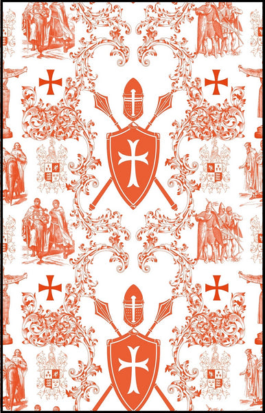 Toile de Jouy orange au mètre tissu tapisserie ameublement décoration en ligne