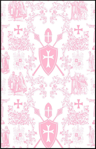 Toile de Jouy rose pastel au mètre tapisserie ameublement décoration en ligne