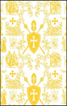 Tissu Toile de Jouy au mètre Ordre religieux des Templiers rideau coussin couette jaune