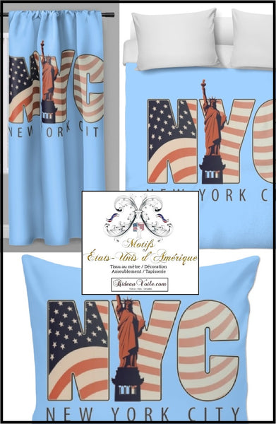 Tissu au mètre motif USA Statue Liberté voyage New York City rideau couette - Fabrics pattern drapes duvet cover