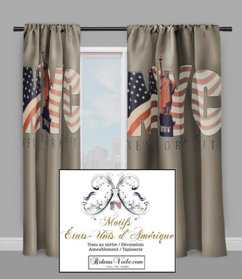 Motif rideau housse couette voilage design tissu USA voyage in New York City Fabrics pattern drapes duvet cover