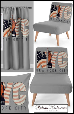 Motif rideau housse couette voilage tissu USA New York City Fabrics pattern drapes duvet cover