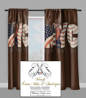 Déco tissu mètre motif USA rideau couette voilage plaid - Fabrics brown pattern drapes duvet cover