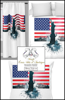 Tissu décoration mètre rideau ignifugé occultant housse couette motif State drapeau USA