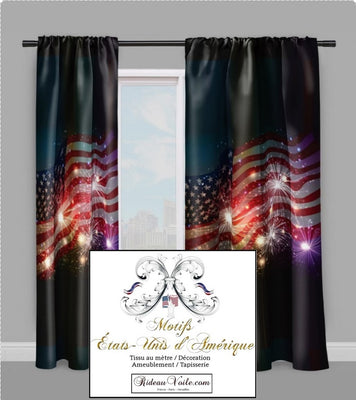 Tissu décoration mètre rideau ignifugé occultant couette motif imprimé drapeau USA