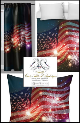 Tissu décoration mètre rideau ignifugé occultant couette motif imprimé drapeau USA