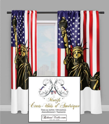 Tissu motif drapeau imprimé Statue Liberté USA motif rideaux couette voilage ignifugé occultant