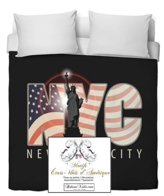 Tissu motif  drapeau imprimé USA NYC motif rideaux couette décoration New York City