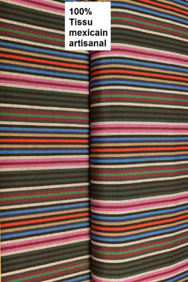 Tissu décoration au mètre artisanat mexicain rayures - couture rideau sur mesure