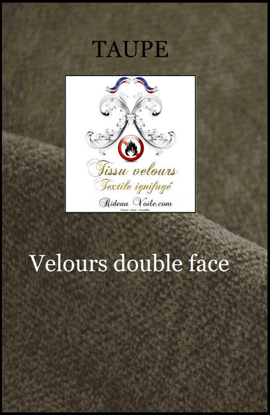 Studio architecte décoratrice d'intérieur Paris Society décoration aménagement Textile éditeur tissu Velours double face vert gris taupe. Polyester Ignifugé M1 mètre. Rideau sur mesure projet rénovation ameublement décoratrice.