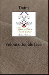 Boutique architecte d'intérieur Paris Society décoration aménagement Textile éditeur tissu beige foncé daim Velours double face. Polyester Ignifugé M1 mètre. Rideau sur mesure projet rénovation ameublement décoratrice.