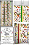 Rideauvoile Tissu tablier et déco ameublement mètre motif imprimé coton été fruits légumes du jardin potager rideau couette rideaux . Décorateur architecte agencement tissu tapisserie illustration fruit légume salon, chambre, cuisine ignifugé, occultant, voilage transparent, velours.