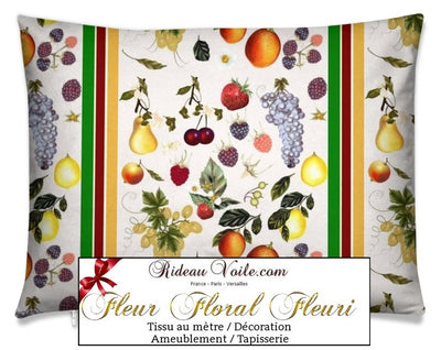 Rideauvoile tissu été au mètre imprimé potager motif fruit légume fleur décoration tapisserie