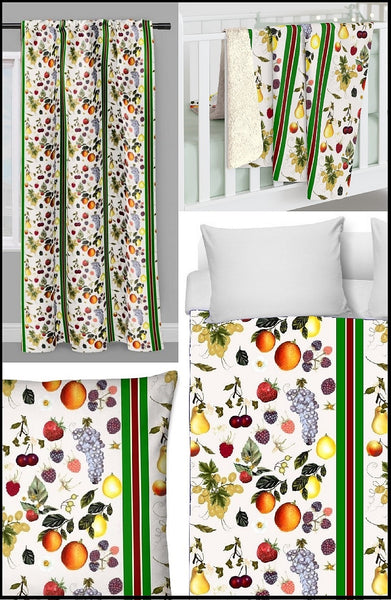 Rideauvoile tissu ameublement tapisserie au mètre imprimé potager motif fruit légume