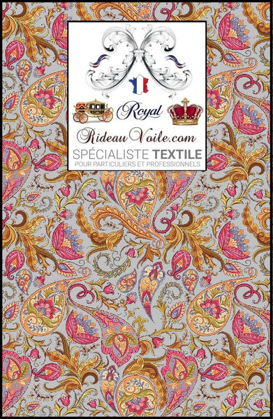 Décoration tissu Imprimé Fleur floral Les Indiennes cachemire motif Toile de Jouy sur mesure décoratrice d’intérieur agencement architecte ameublement au mètre ignifugé, occultant. Atelier confection couture voilage, rideau, coussin, couette. Tapisserie restauration siège fauteuil.