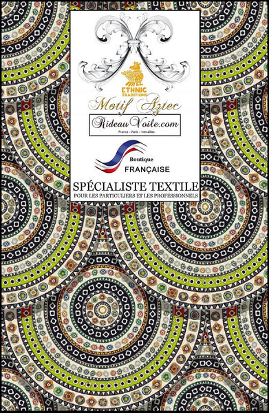 Décoration ethnique décoratrice Paris Versailles architecte intérieur aztèque tissu ethnique mètre ameublement Rideauvoile.com tapisserie berbère motif imprimé Mexicain. Rideaux voilages couette coussin. Decor Mexican interior Aztec fabrics tapestry upholstery meter drapes curtain.