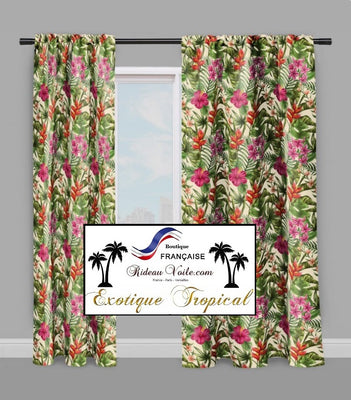 Tissu Imprimé Exotique Tropical feuille fleurs décoration mètre rideau couette voilage