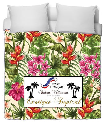 Tissu Imprimé Exotique Tropical feuille fleurs décoration mètre rideau couette voilage