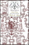 Toile de Jouy rouge motif Marin tissu au mètre