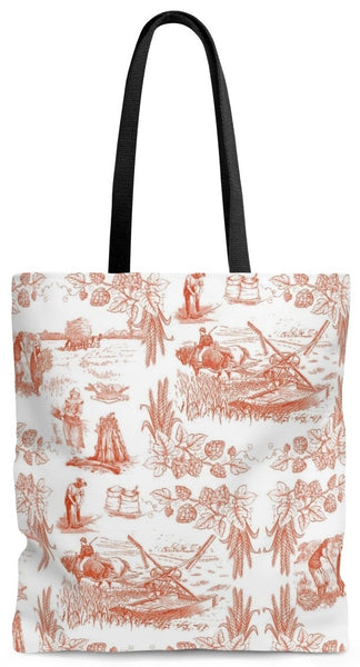 Toile Sac à main maroquinerie épaule cabas cuir motif Toile de Jouy orange