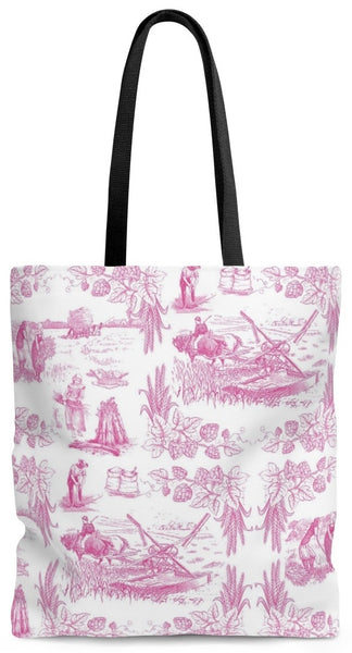 Toile coton Sac à main épaule cabas cuir maroquinerie luxe motif Toile de Jouy Rose