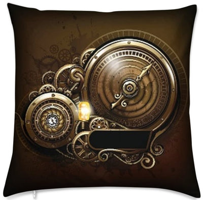 Tissu au mètre motif Art Steampunk horloge espace temps métal rideau coussin couette