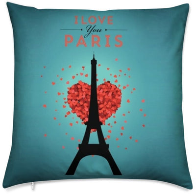 Tissu au mètre rideau couette coussin bleu décoration motif imprimé Tour-Eiffel Love Paris