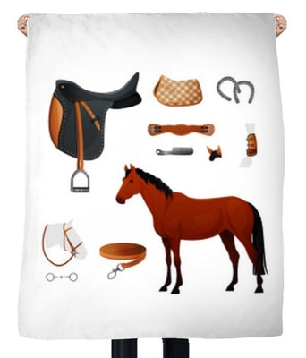Tissu ameublement décoration motif cheval équipement d'équitation rideau couette coussin
