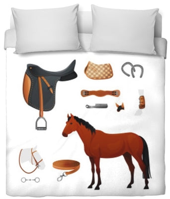 Tissu ameublement décoration motif cheval équipement d'équitation rideau couette coussin