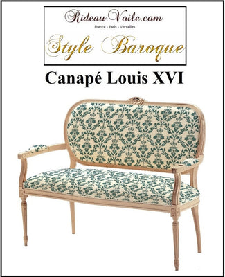 Boutique Canapé Louis XVI tapissier 2 places bois être meuble de style tapisserie personnalisé baroque motif