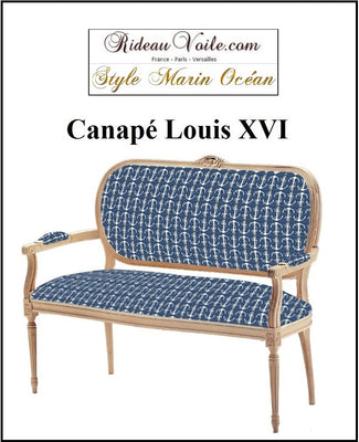 style marin Boutique Canapé Louis XVI tapissier 2 places bois être meuble de style tapisserie personnalisé