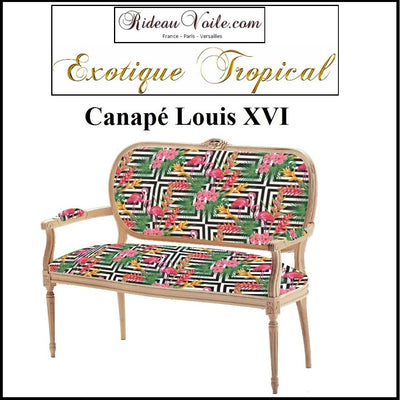 Canapé Louis XVI tapissier 2 places bois être meuble de style tapisserie personnalisée