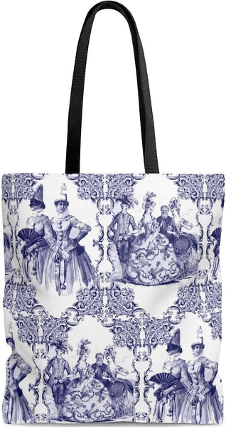 Sac à main épaule cabas cuir motif Toile de Jouy Empire bleu