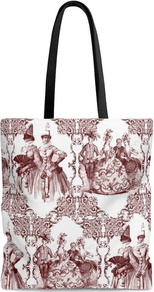 Sac à main épaule cabas cuir motif Toile de Jouy Empire rouge