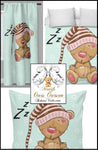 Chambre tissu mètre motif Teddy ourson idée décoration bébé enfant rideau couette