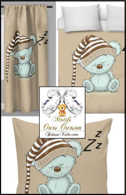 Tissu imprimé animaux décoration enfant motif ours ourson mètre rideau couette