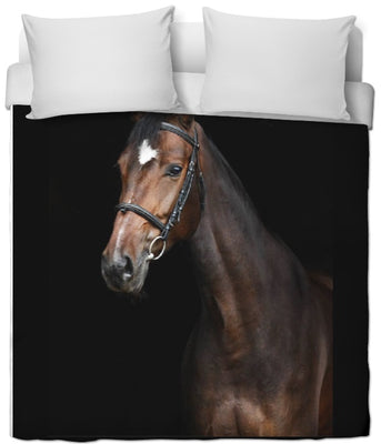 Tissu au mètre motif cheval marron sur rideau housse couette coussin couverture