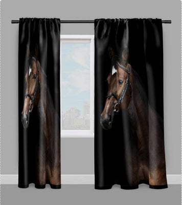 Tissu au mètre motif cheval marron sur rideau housse couette coussin couverture