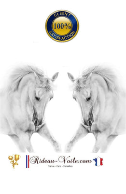 Tissu décoration ameublement au mètre motif cheval blanc compétition équitation