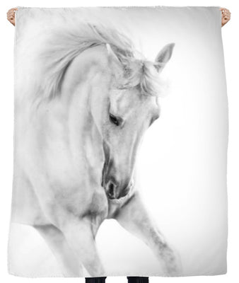 Tissu au mètre motif cheval blanc compétition rideau housse couette coussin couverture