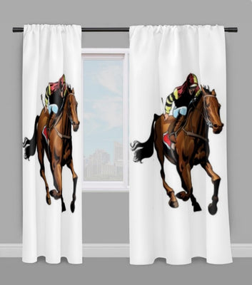 Tissu décoration ameublement mètre motif cheval jockey course équitation compétition
