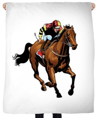 Tissu décoration ameublement mètre motif cheval jockey course équitation compétition