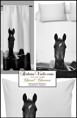 Boutique Tissu ameublement mètre motif imprimé cheval rideau couette chevaux voilage