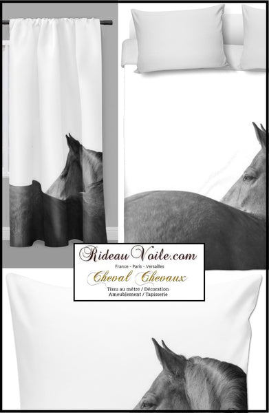 Boutique Tissu au mètre motif imprimé cheval rideau couette